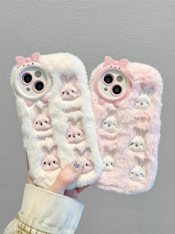 Cute Cartoon Plush Bunny Case For iPhone