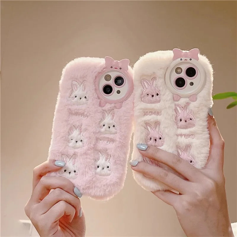 Cute Cartoon Plush Bunny Case For iPhone
