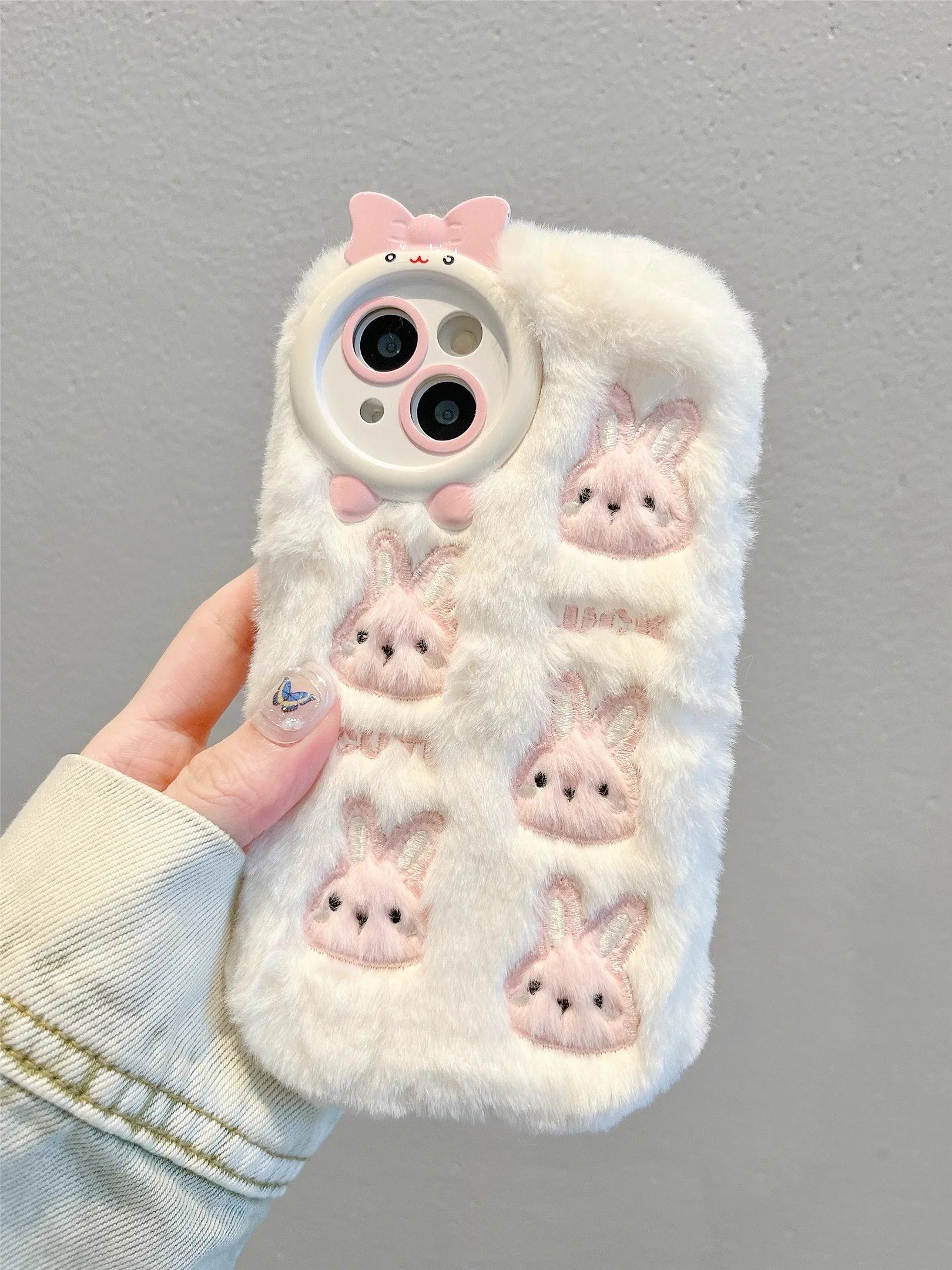 Cute Cartoon Plush Bunny Case For iPhone