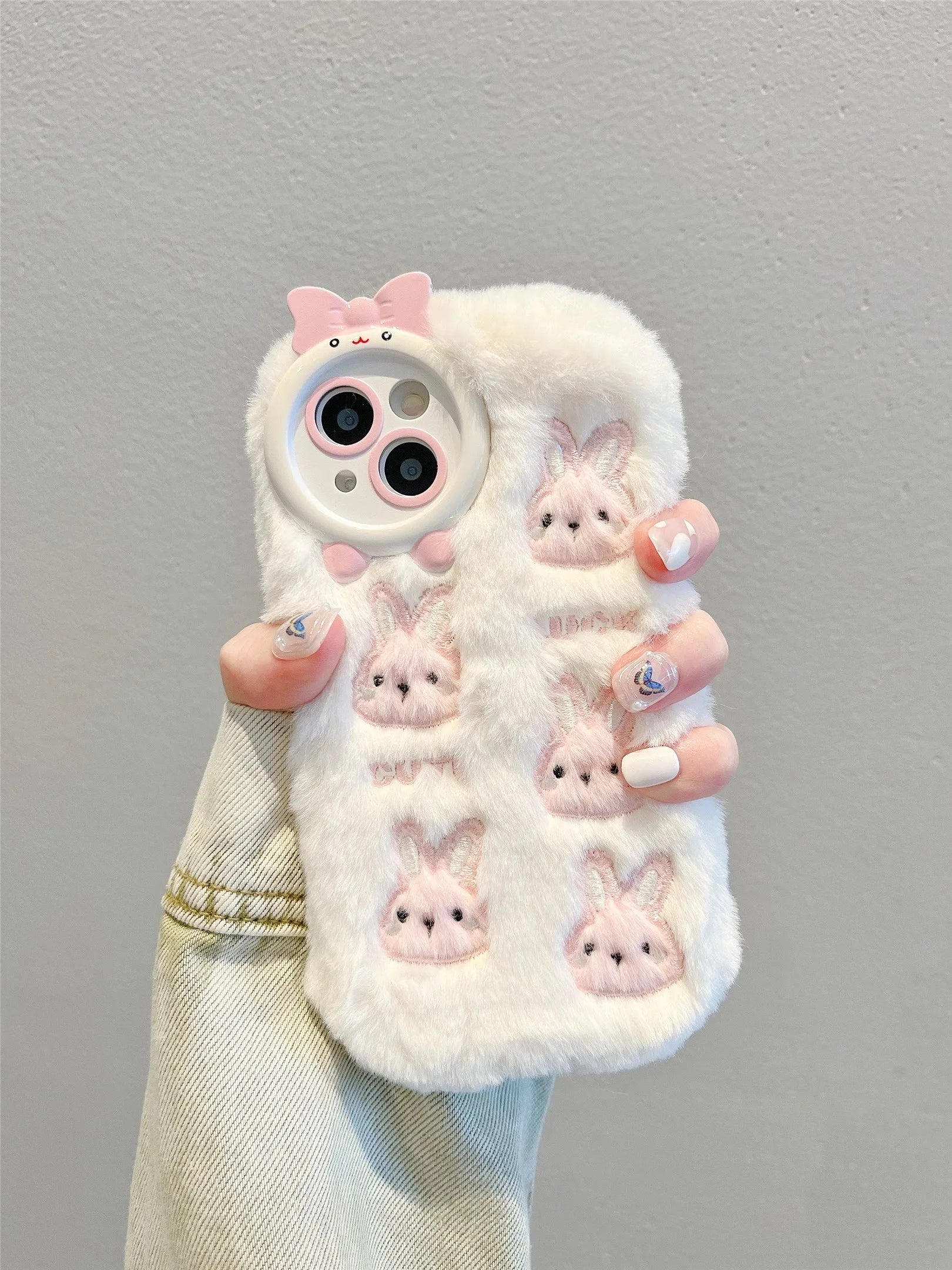 Cute Cartoon Plush Bunny Case For iPhone