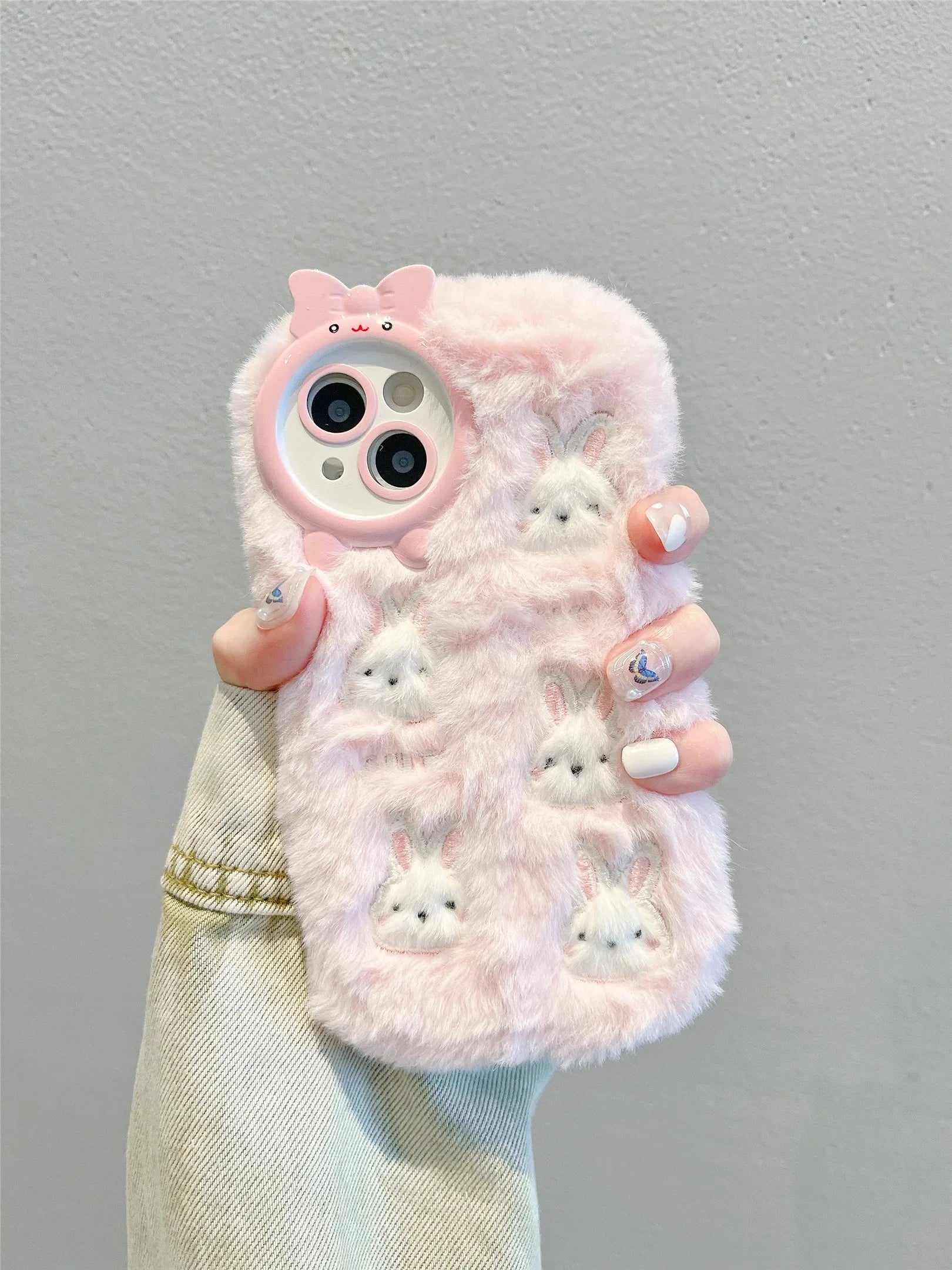 Cute Cartoon Plush Bunny Case For iPhone
